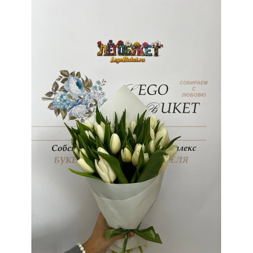 30 тюльпанов белых букет 